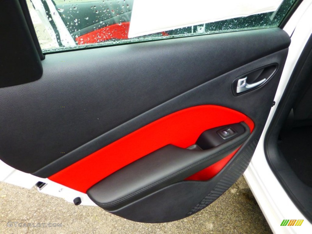 2013 Dodge Dart Rallye Black/Ruby Red Door Panel Photo #71835692