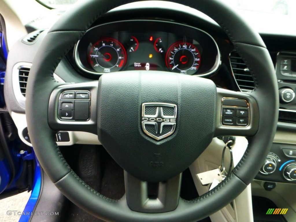 2013 Dodge Dart SXT Black/Light Diesel Gray Steering Wheel Photo #71836751