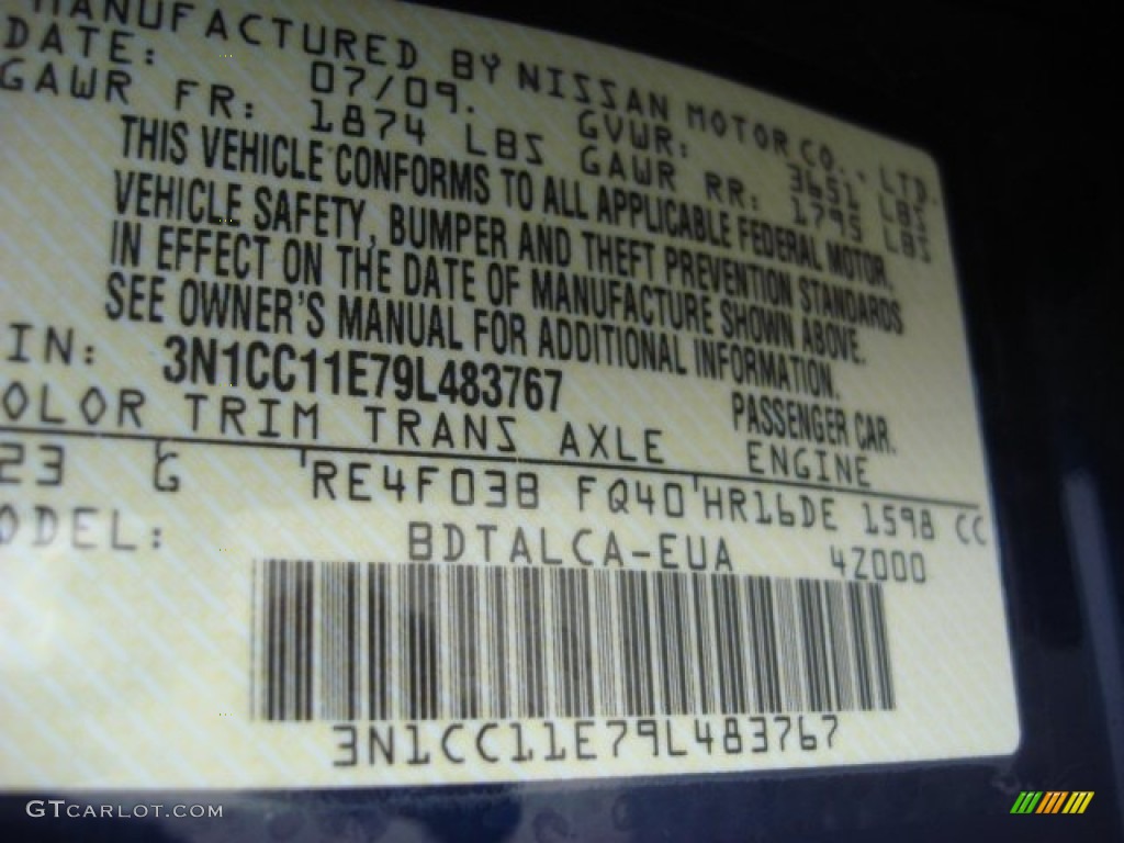 2009 Versa 1.6 Sedan - Blue Onyx / Charcoal photo #20