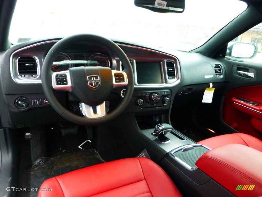 Black/Red Interior 2012 Dodge Charger SXT Plus Photo #71839610