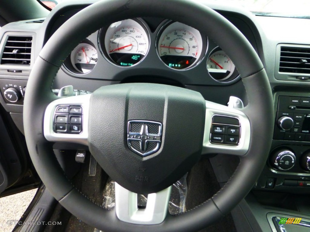 2012 Dodge Challenger Rallye Redline Dark Slate Gray Steering Wheel Photo #71840117