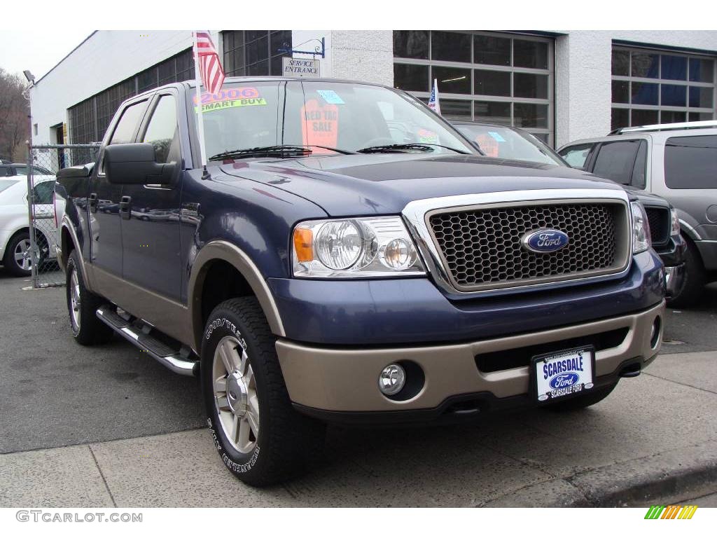 2006 F150 Lariat SuperCrew 4x4 - Medium Wedgewood Blue Metallic / Tan photo #3