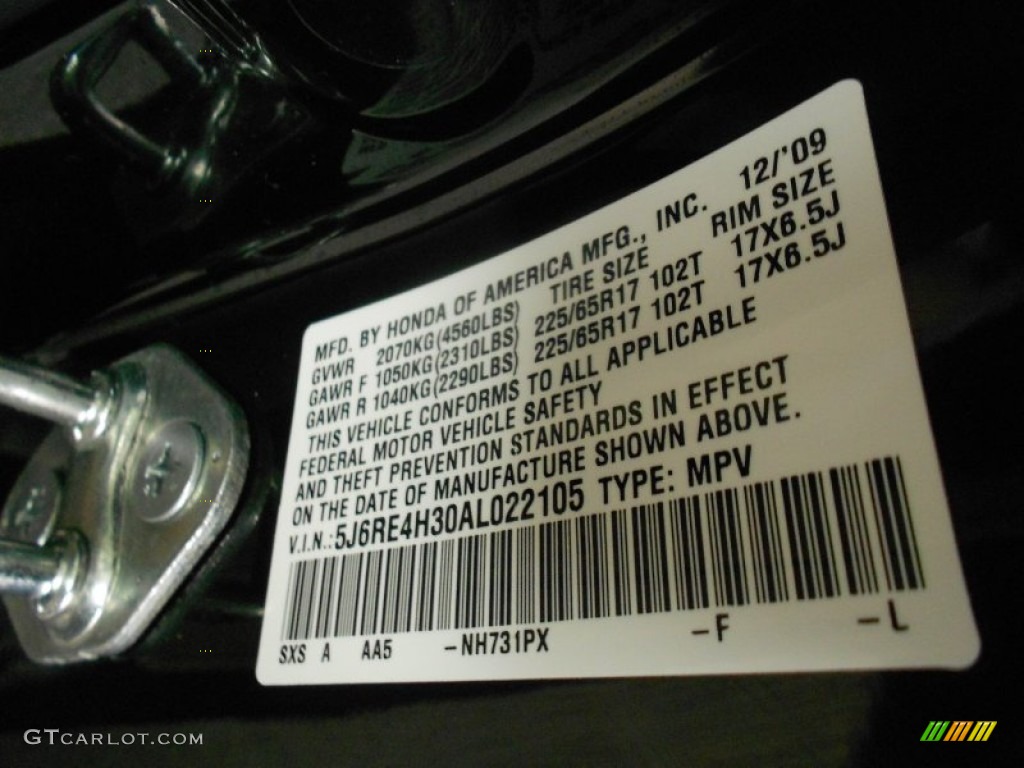 2010 CR-V LX AWD - Crystal Black Pearl / Ivory photo #17