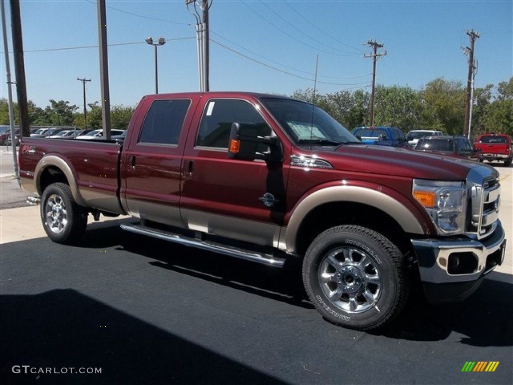2012 F350 Super Duty Lariat Crew Cab 4x4 - Autumn Red / Adobe photo #12
