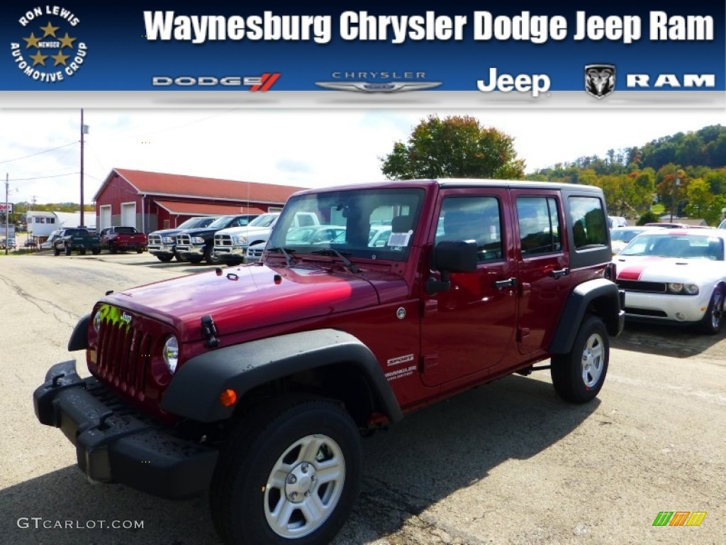 2013 Wrangler Unlimited Sport 4x4 - Deep Cherry Red Crystal Pearl / Black photo #1