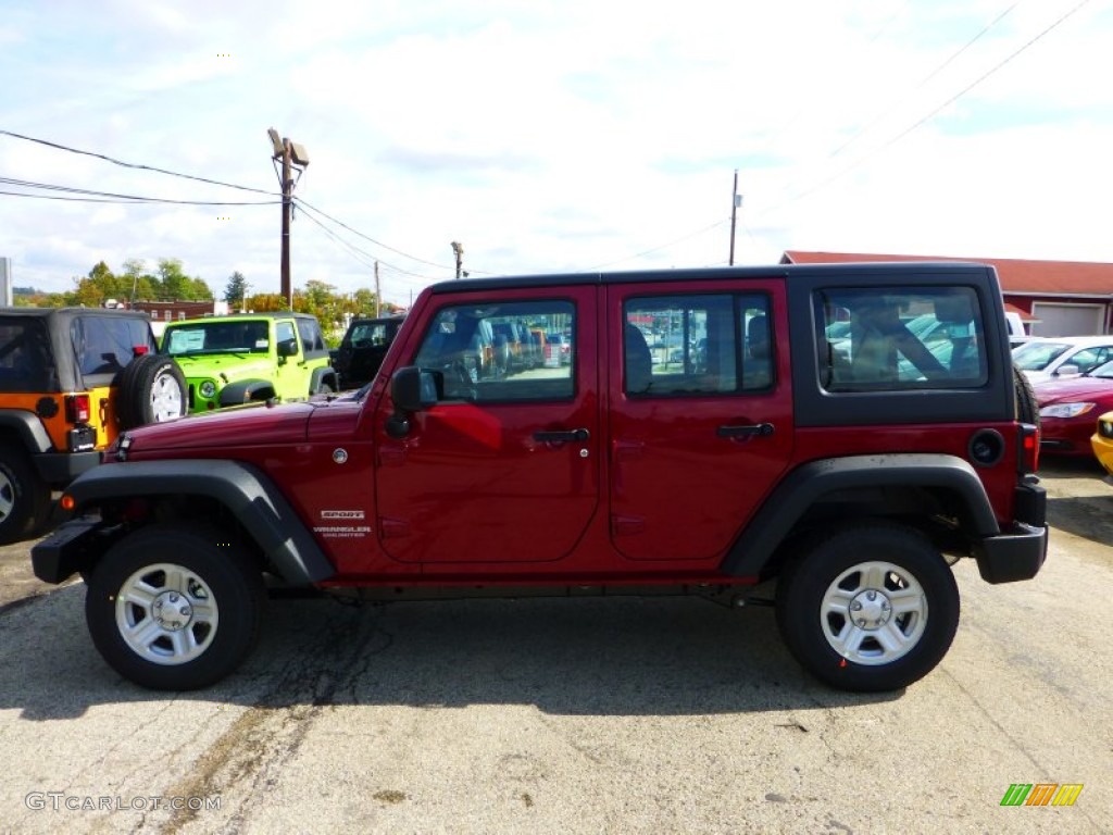 2013 Wrangler Unlimited Sport 4x4 - Deep Cherry Red Crystal Pearl / Black photo #2