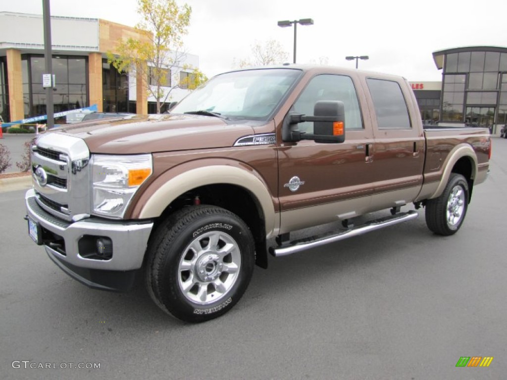 2012 F350 Super Duty Lariat Crew Cab 4x4 - Golden Bronze Metallic / Adobe photo #1