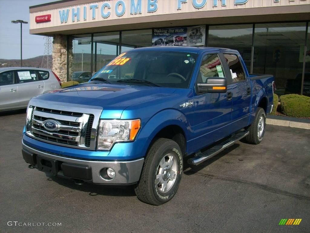 2009 F150 XLT SuperCrew 4x4 - Blue Flame Metallic / Stone/Medium Stone photo #1