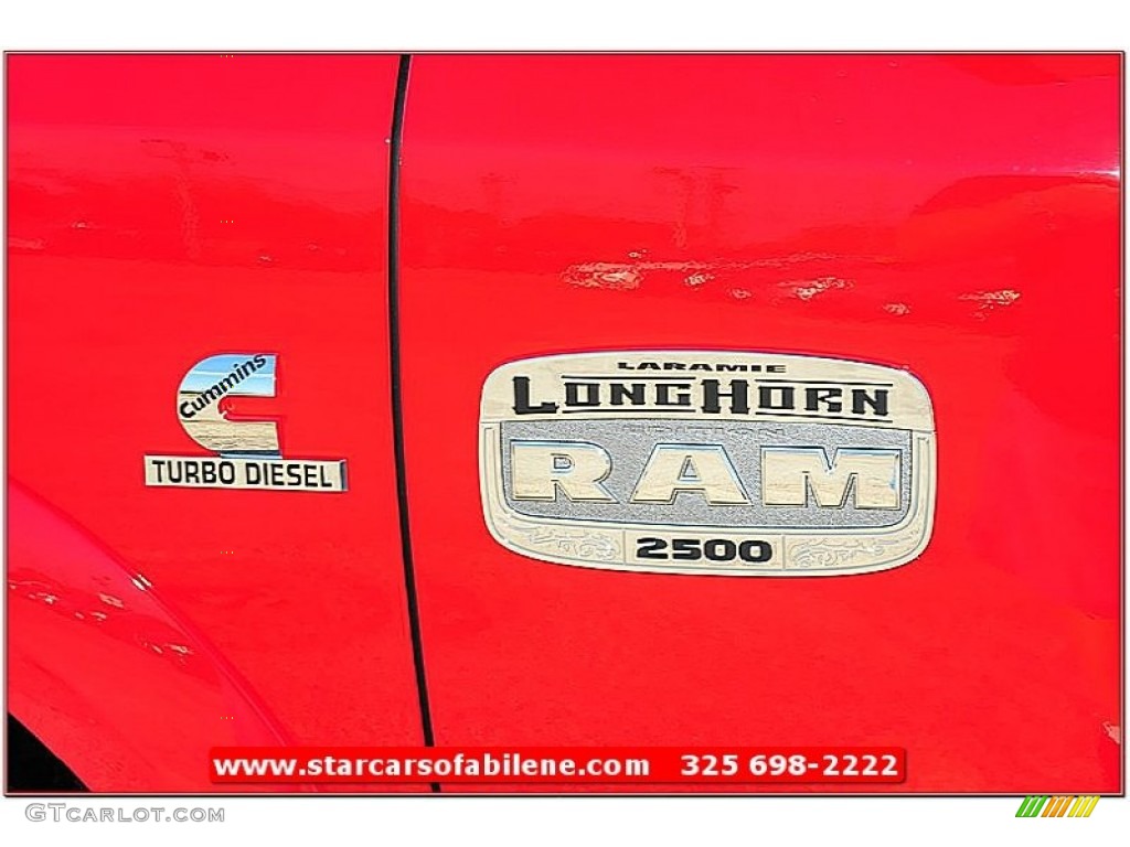 2012 Ram 2500 HD Laramie Longhorn Mega Cab 4x4 - Flame Red / Light Pebble Beige/Bark Brown photo #3