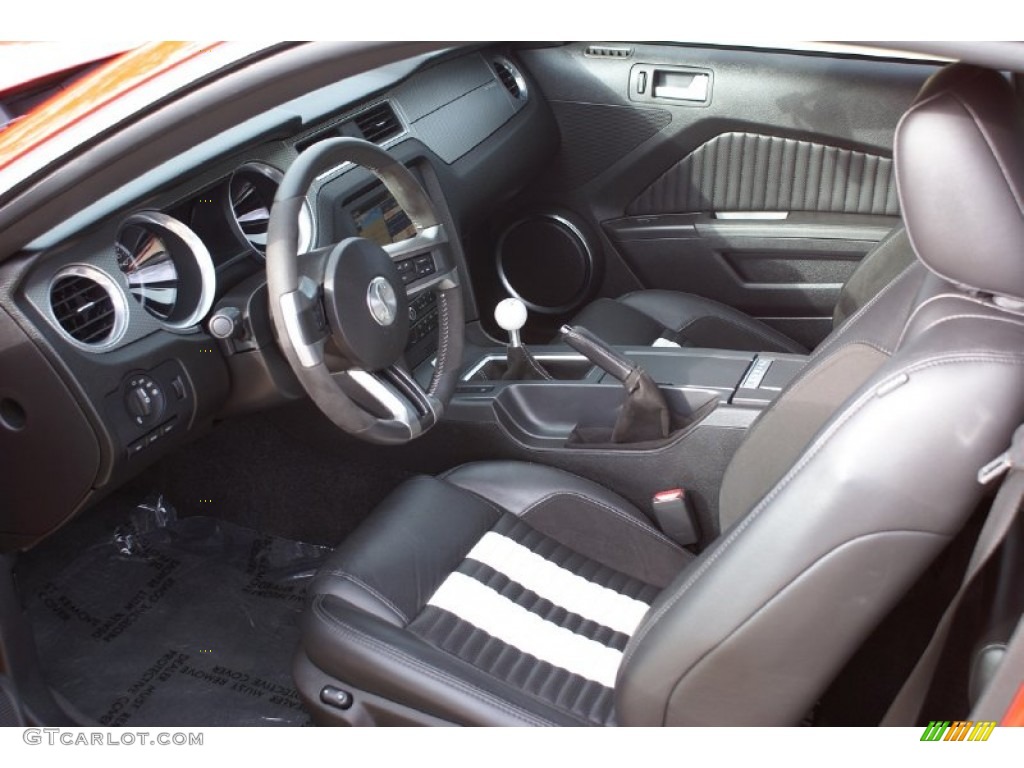 Charcoal Black/White Interior 2011 Ford Mustang Shelby GT500 SVT Performance Package Coupe Photo #71872392