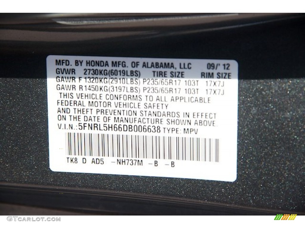 2013 Odyssey Color Code NH737M for Polished Metal Metallic Photo #71872701