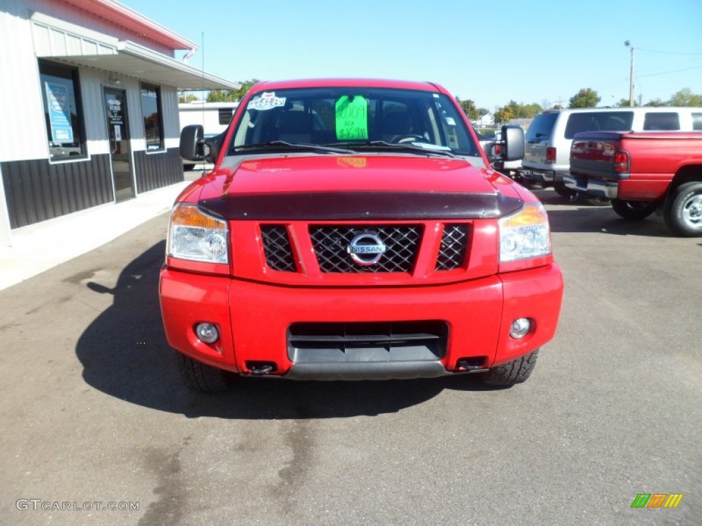2009 Titan SE Crew Cab 4x4 - Red Alert / Pro-4X Charcoal photo #3