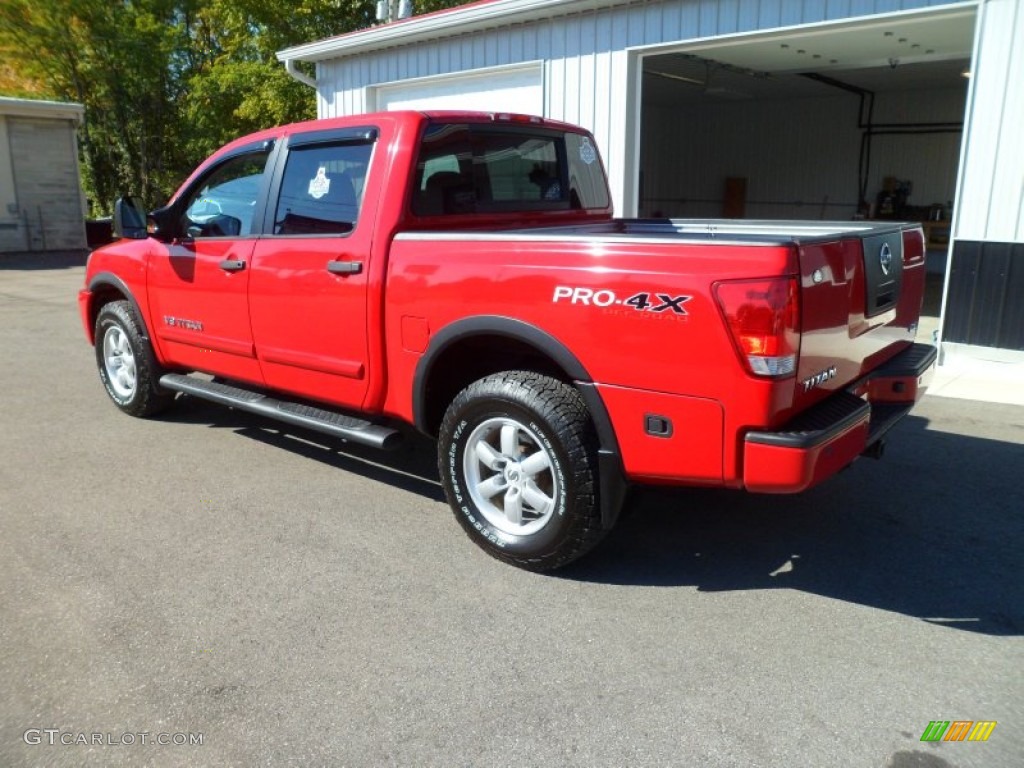 2009 Titan SE Crew Cab 4x4 - Red Alert / Pro-4X Charcoal photo #5