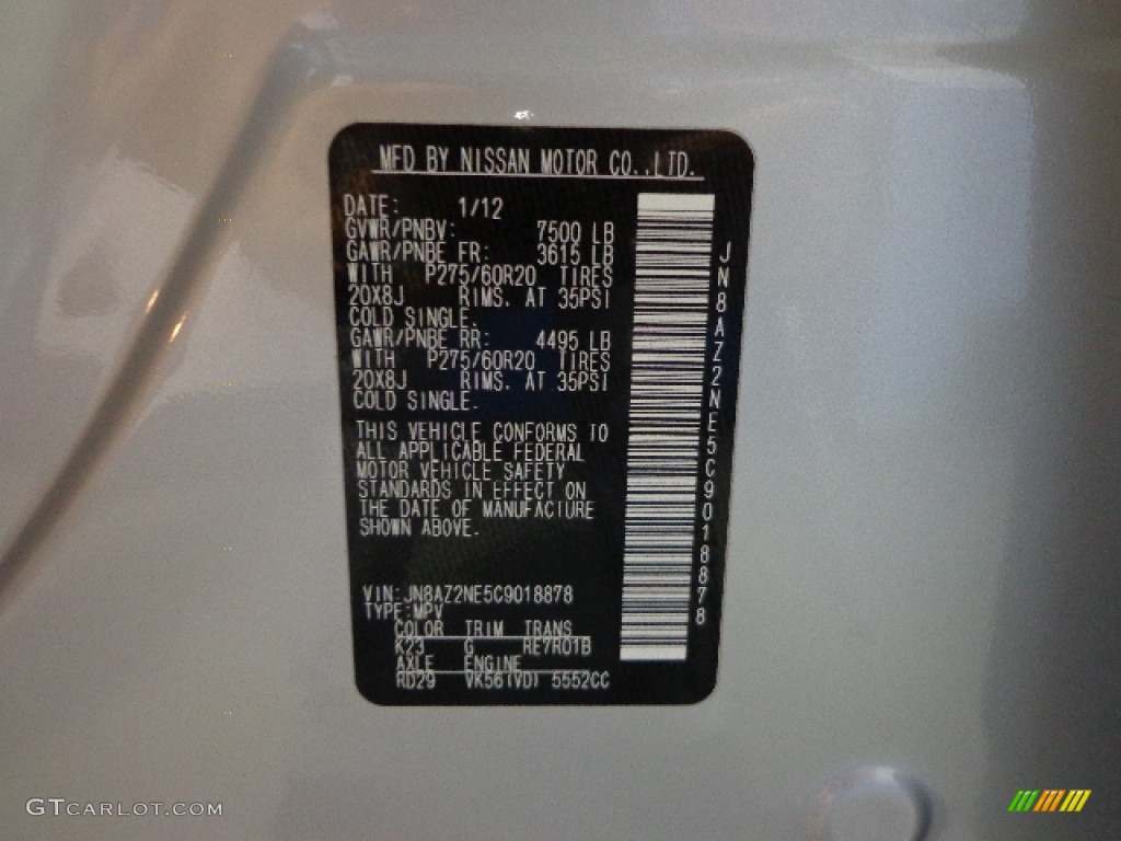 2012 QX 56 4WD - Liquid Platinum / Graphite photo #39