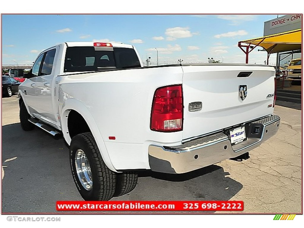 2012 Ram 3500 HD Laramie Longhorn Crew Cab 4x4 Dually - Bright White / Light Pebble Beige/Bark Brown photo #4