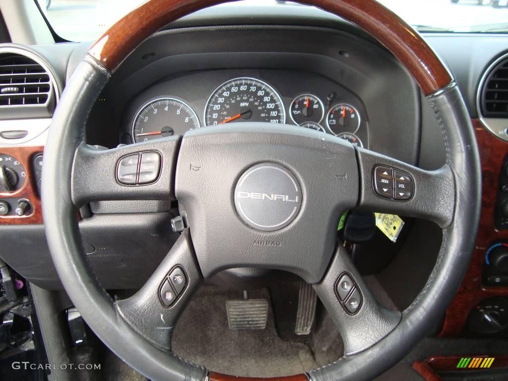 2007 GMC Envoy Denali 4x4 Ebony Steering Wheel Photo #7188707