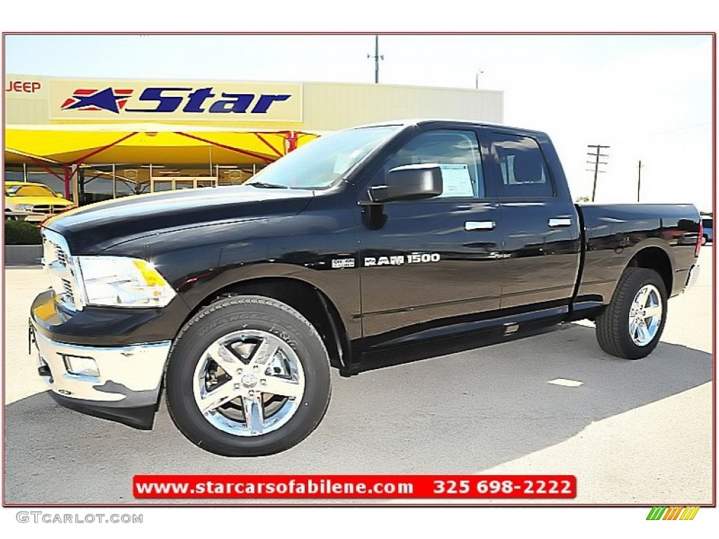 2012 Ram 1500 Lone Star Quad Cab 4x4 - Black / Light Pebble Beige/Bark Brown photo #1