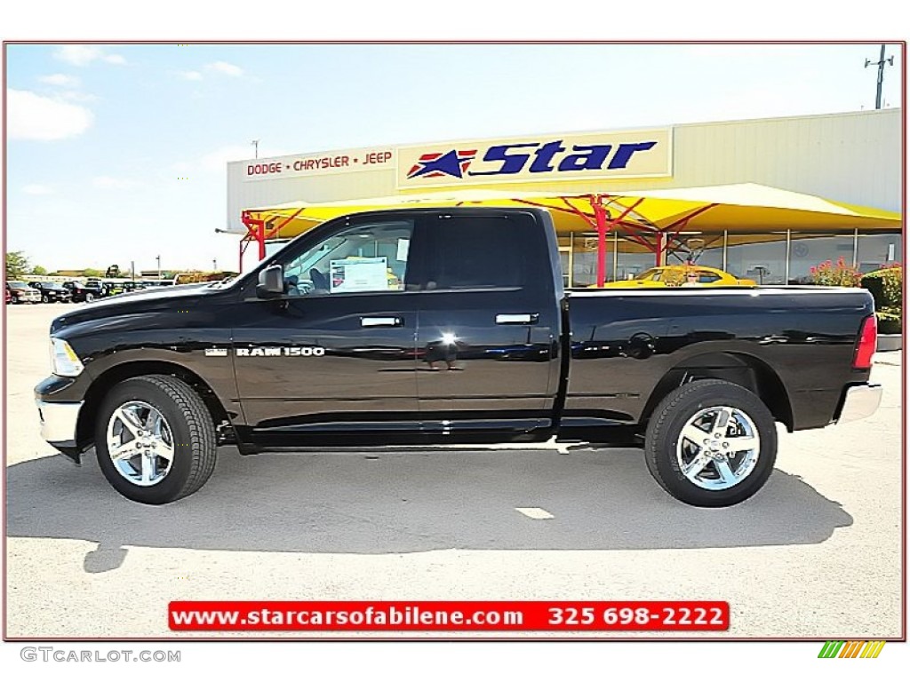 2012 Ram 1500 Lone Star Quad Cab 4x4 - Black / Light Pebble Beige/Bark Brown photo #2