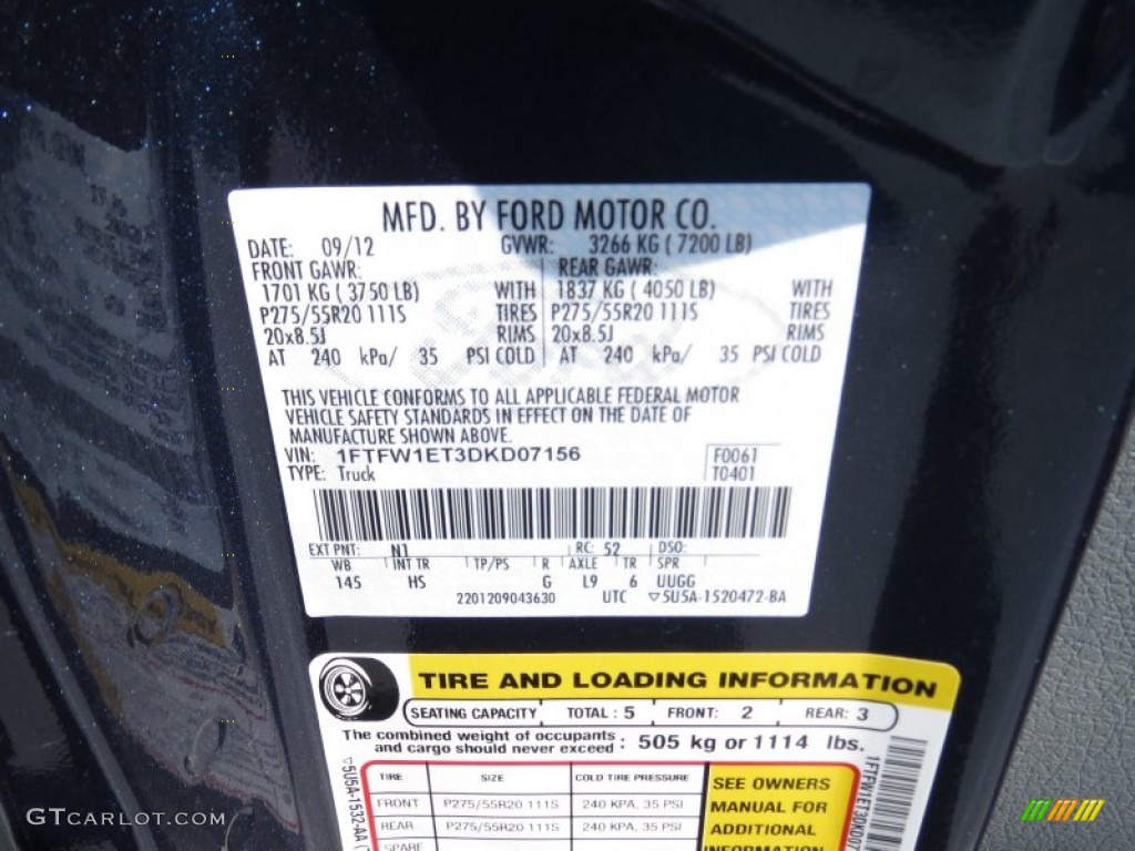 2013 F150 Color Code N1 for Blue Jeans Metallic Photo #71896257