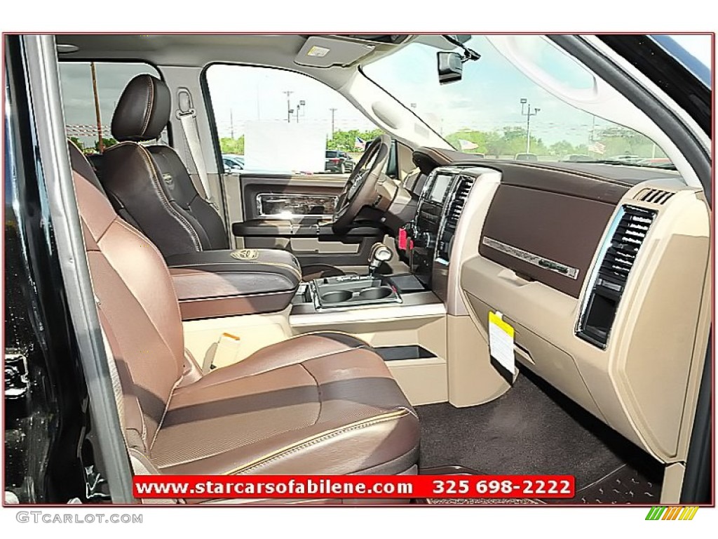 2012 Ram 1500 Laramie Longhorn Crew Cab 4x4 - Black / Light Pebble Beige/Bark Brown photo #27