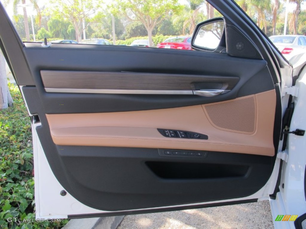 2013 BMW 7 Series 750Li Sedan Saddle/Black Door Panel Photo #71897833