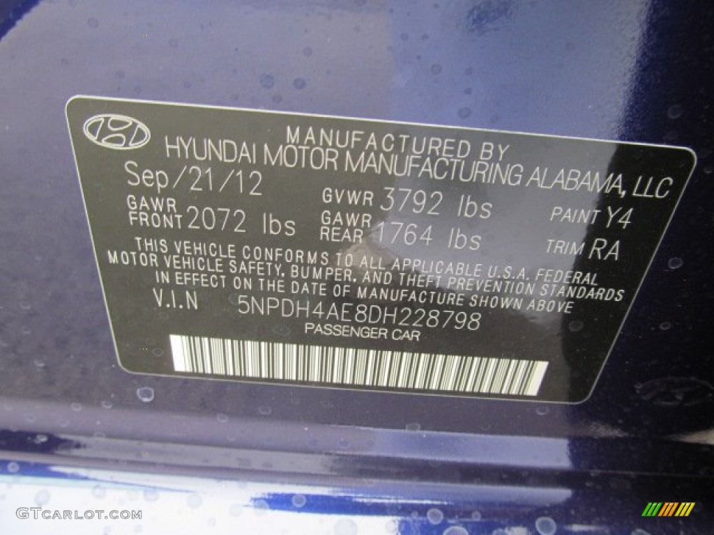 2013 Elantra GLS - Indigo Night / Gray photo #10