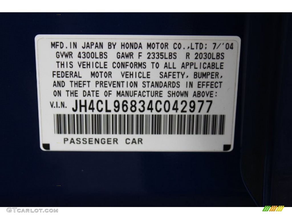 2004 Acura TSX Sedan Info Tag Photo #71904531