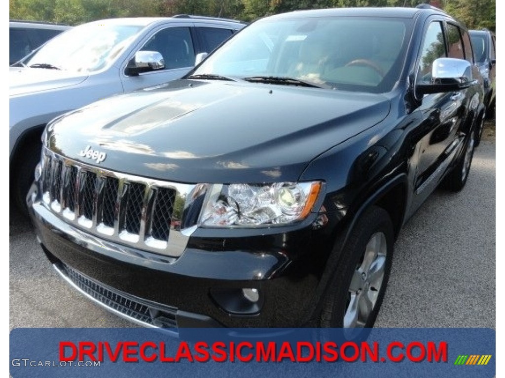 2013 Grand Cherokee Overland 4x4 - Brilliant Black Crystal Pearl / Dark Frost Beige/Light Frost Beige photo #1