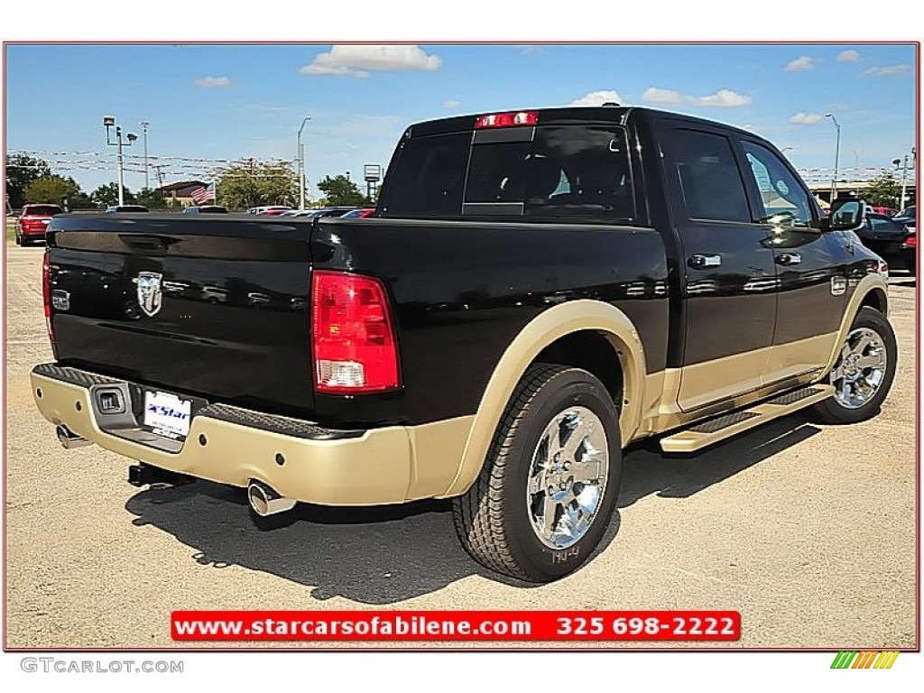 2012 Ram 1500 Laramie Longhorn Crew Cab - Black / Light Pebble Beige/Bark Brown photo #8