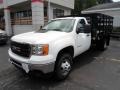 2012 Summit White GMC Sierra 3500HD Regular Cab 4x4 Dually Stake Truck  photo #1