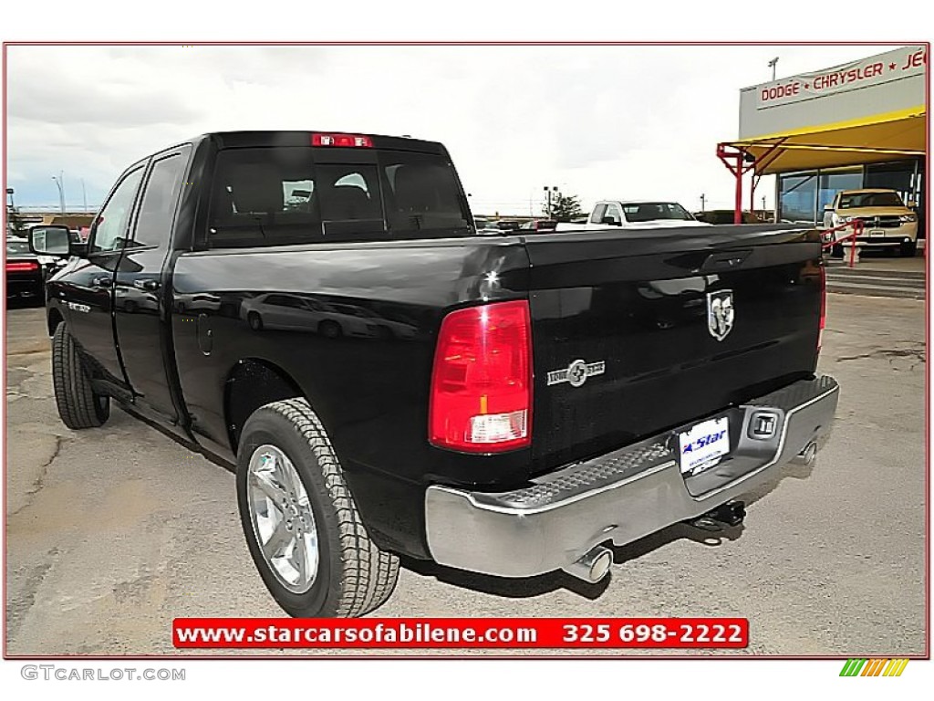 2012 Ram 1500 Lone Star Quad Cab - Black / Light Pebble Beige/Bark Brown photo #3