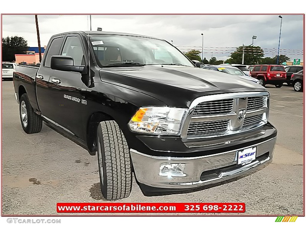 2012 Ram 1500 Lone Star Quad Cab - Black / Light Pebble Beige/Bark Brown photo #9