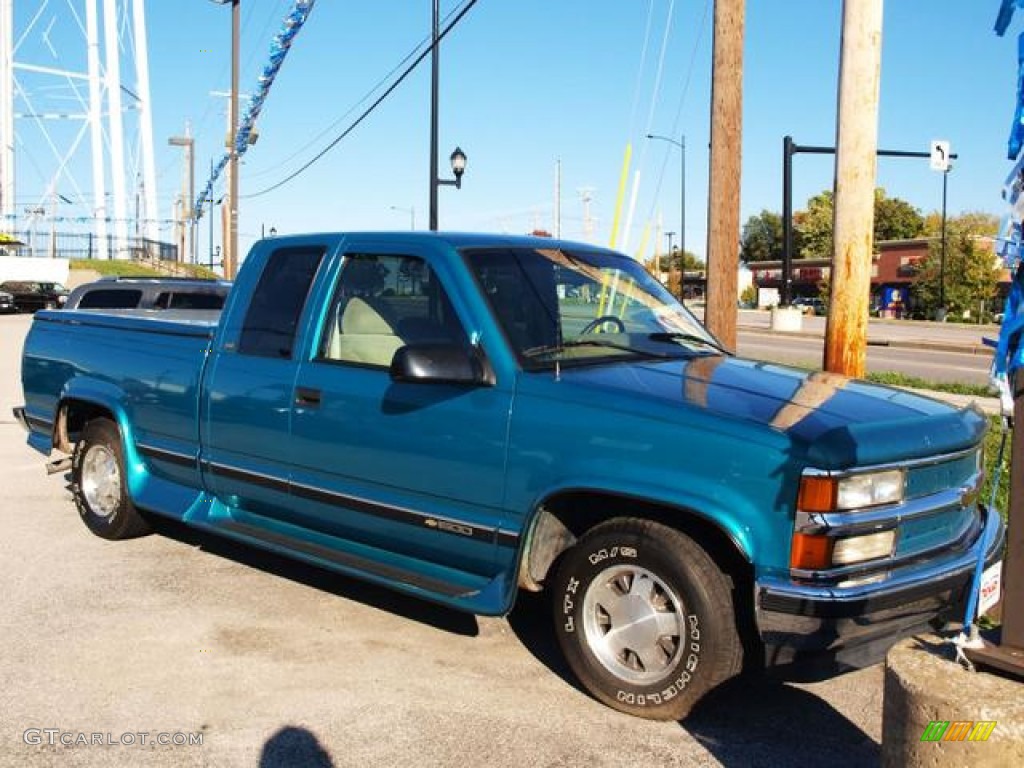1996 C/K C1500 Extended Cab - Bright Teal Metallic / Tan photo #2