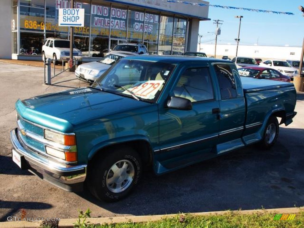 1996 C/K C1500 Extended Cab - Bright Teal Metallic / Tan photo #3
