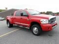 2008 Flame Red Dodge Ram 3500 Laramie Mega Cab 4x4 Dually  photo #3