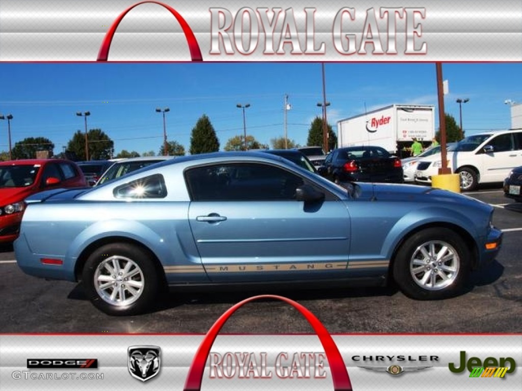 2007 Mustang V6 Premium Coupe - Windveil Blue Metallic / Medium Parchment photo #1