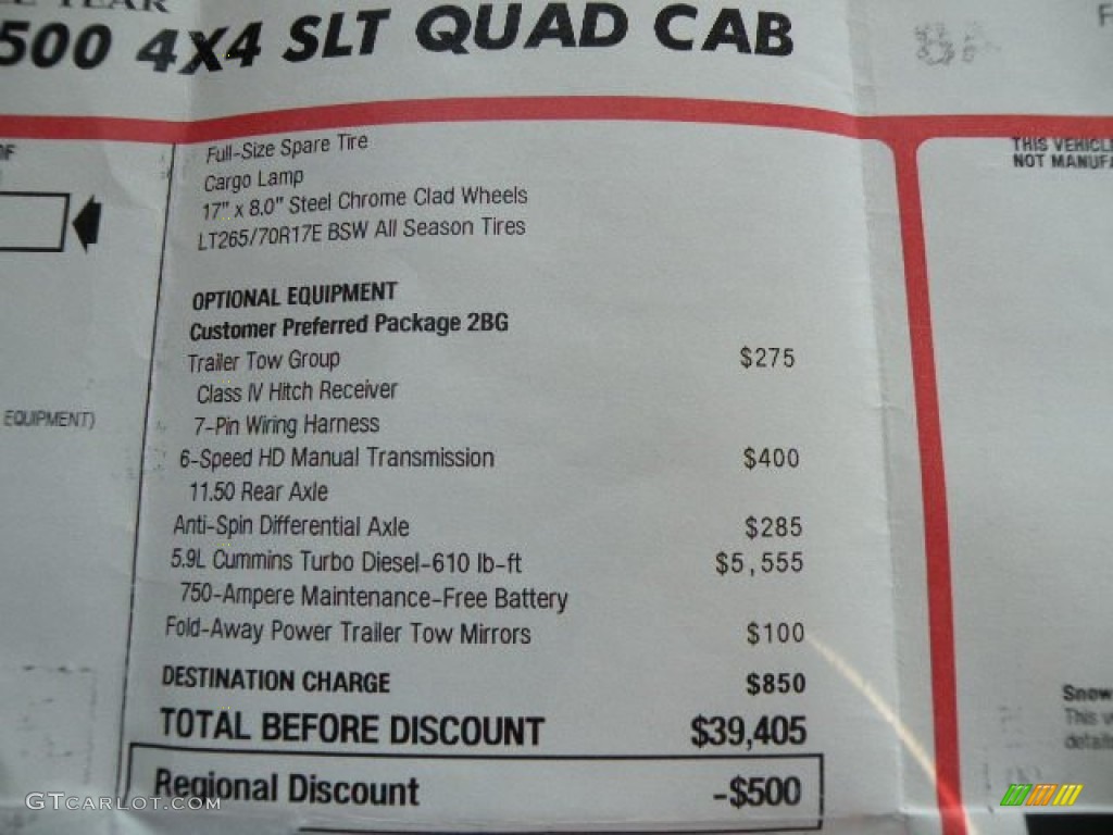 2005 Dodge Ram 2500 ST Quad Cab 4x4 Window Sticker Photo #71930358