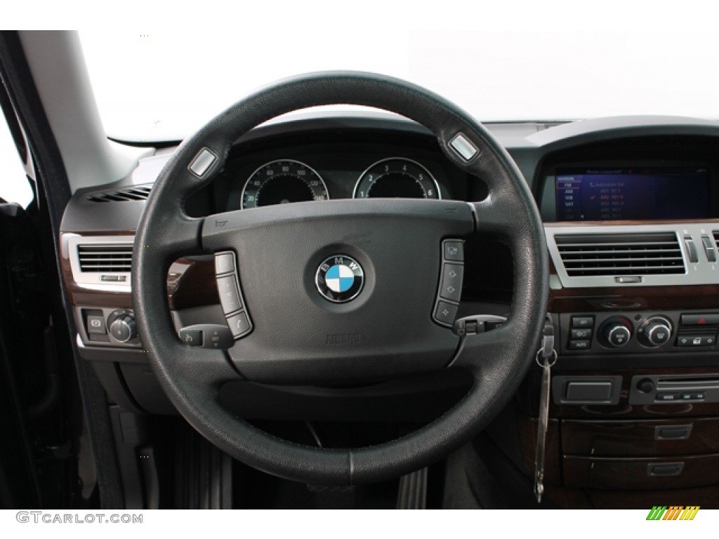 2007 BMW 7 Series 750Li Sedan Black Steering Wheel Photo #71931942