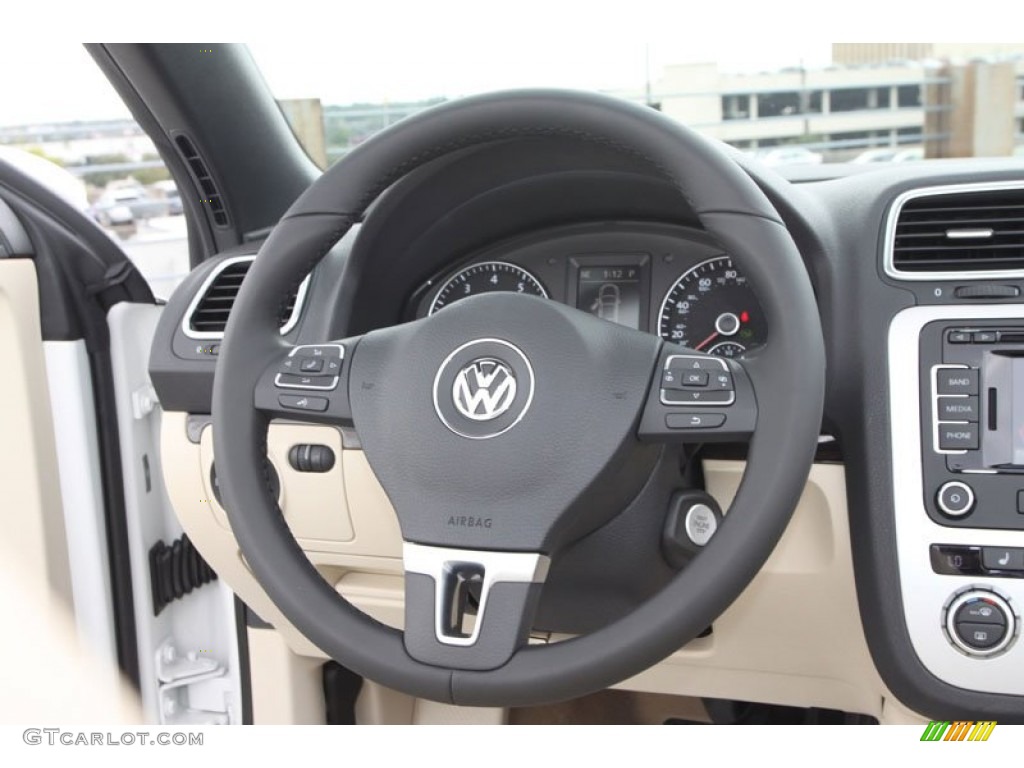 2013 Volkswagen Eos Lux Cornsilk Beige Steering Wheel Photo #71937471