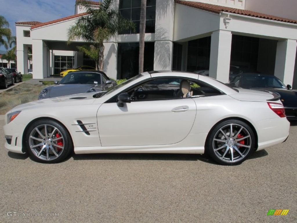 2013 SL 63 AMG Roadster - Diamond White Metallic / AMG Beige/Brown photo #4