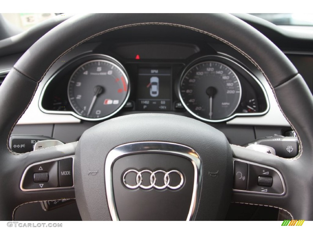 2011 Audi S5 4.2 FSI quattro Coupe Black Silk Nappa Leather Steering Wheel Photo #71943520