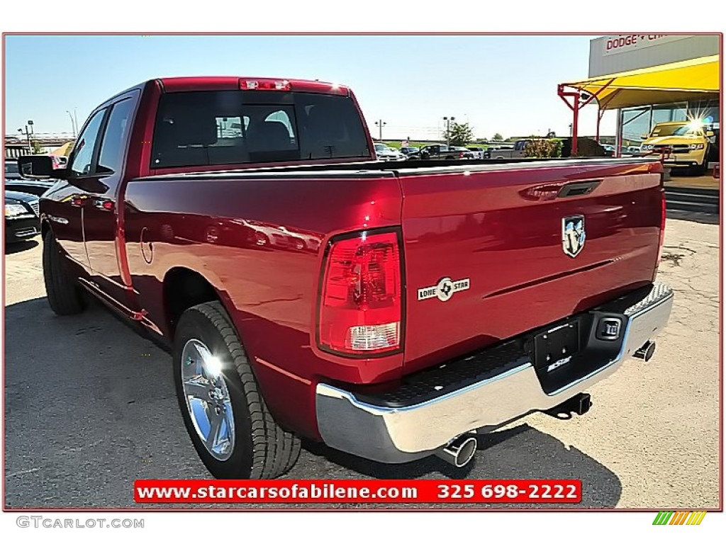 2012 Ram 1500 Lone Star Quad Cab - Deep Cherry Red Crystal Pearl / Light Pebble Beige/Bark Brown photo #4