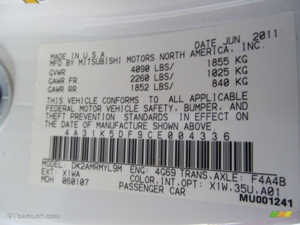 2012 Mitsubishi Eclipse GS Coupe Parts Photos
