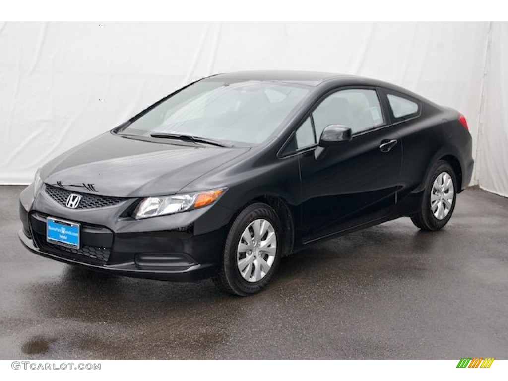 2012 Civic LX Coupe - Crystal Black Pearl / Gray photo #3