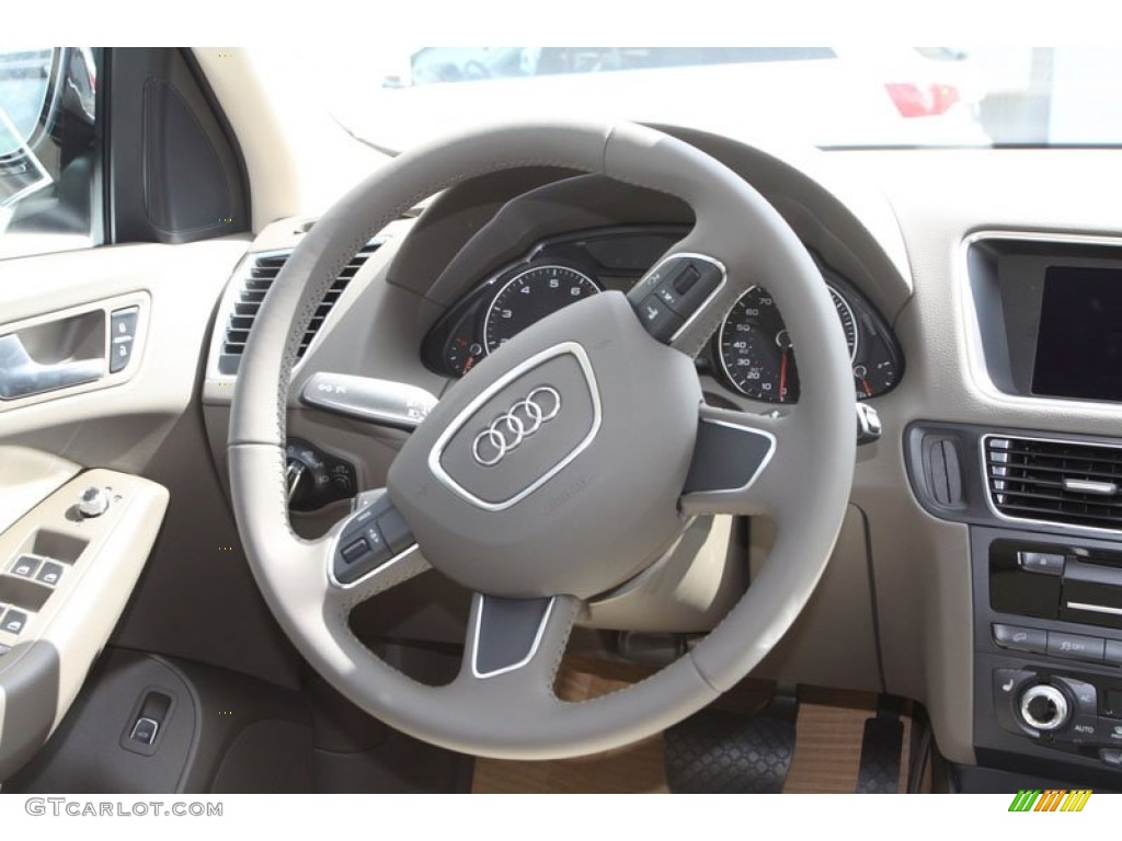 2013 Audi Q5 2.0 TFSI quattro Pistachio Beige Steering Wheel Photo #71951004