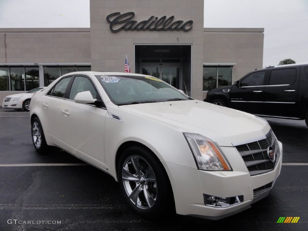 2009 CTS 4 AWD Sedan - White Diamond Tri-Coat / Cashmere/Cocoa photo #4