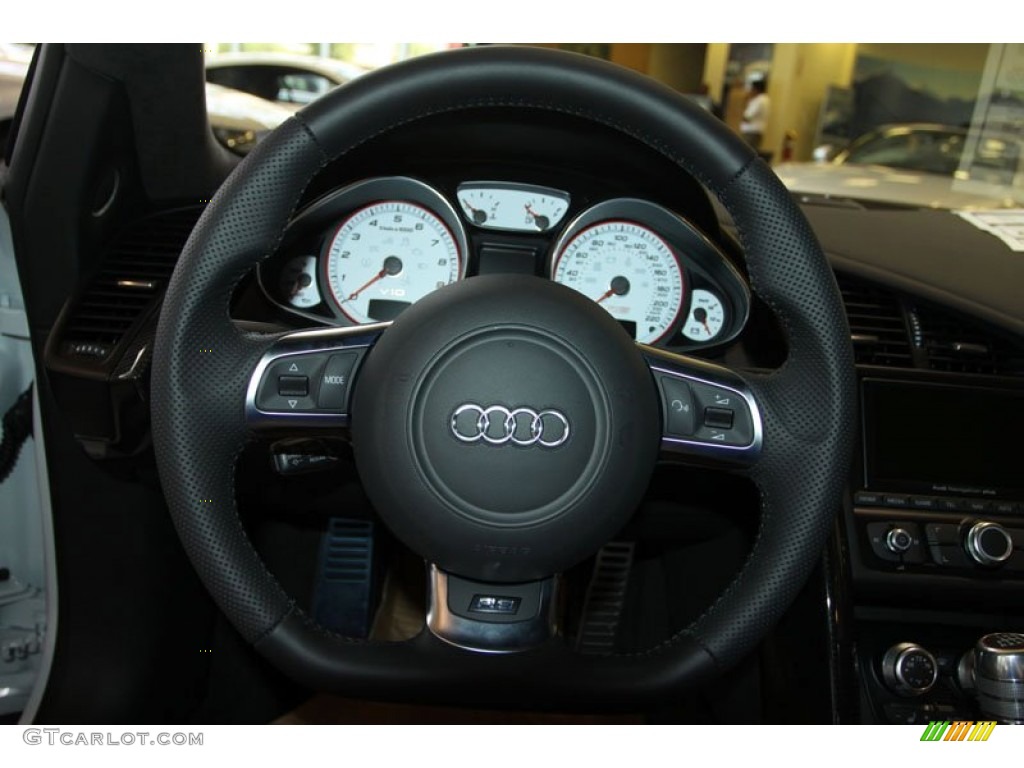 2012 Audi R8 5.2 FSI quattro Black Steering Wheel Photo #71953603