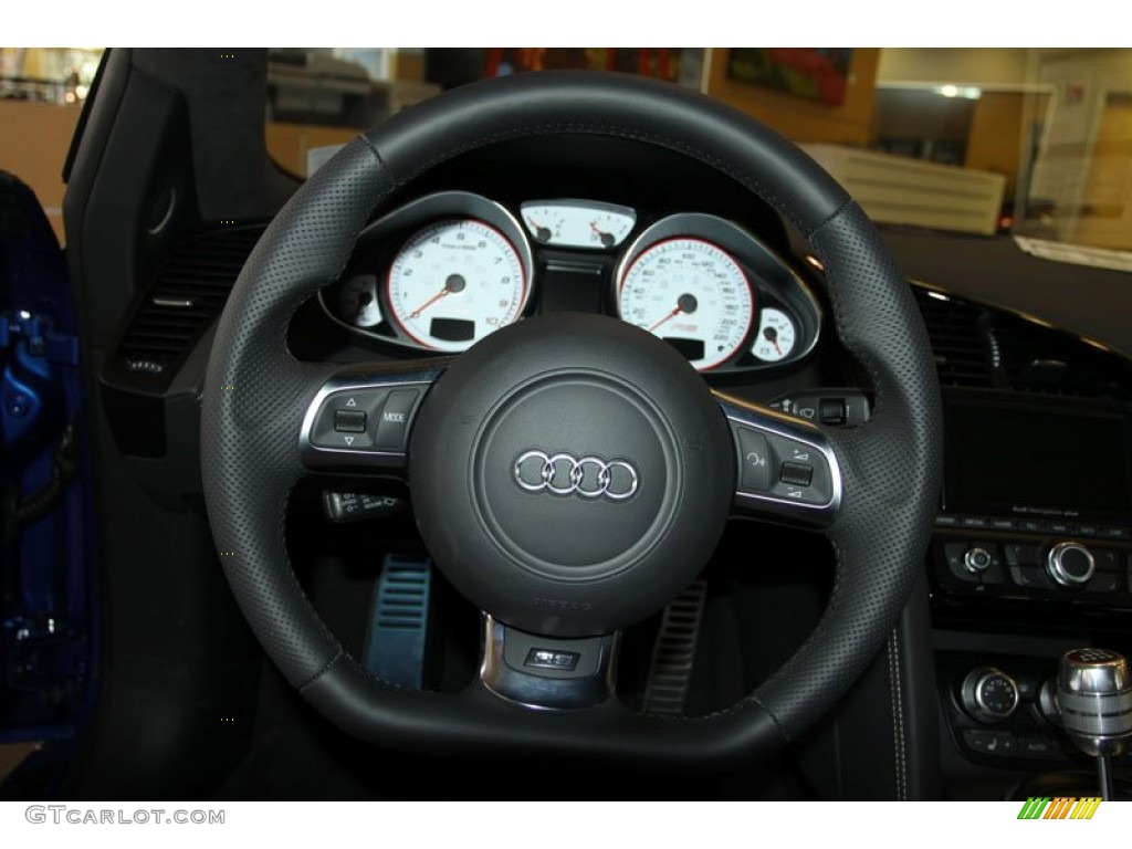 2012 Audi R8 5.2 FSI quattro Black Steering Wheel Photo #71954256