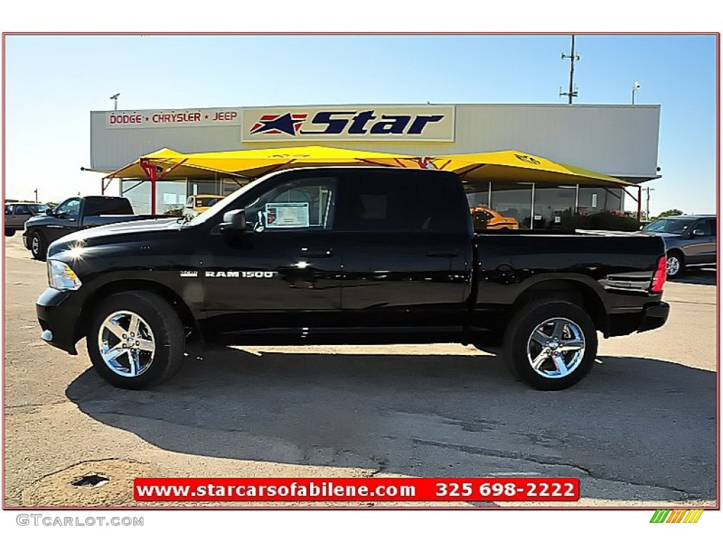 2012 Ram 1500 Express Crew Cab 4x4 - Black / Dark Slate Gray/Medium Graystone photo #2