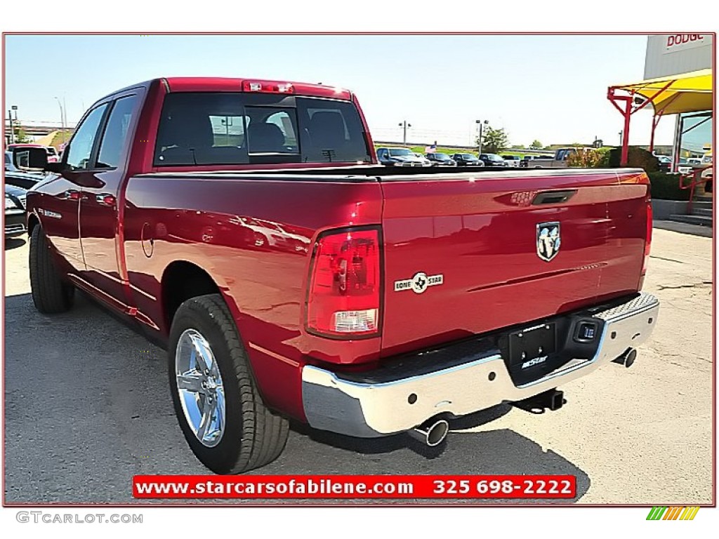 2012 Ram 1500 Lone Star Quad Cab - Deep Cherry Red Crystal Pearl / Light Pebble Beige/Bark Brown photo #4